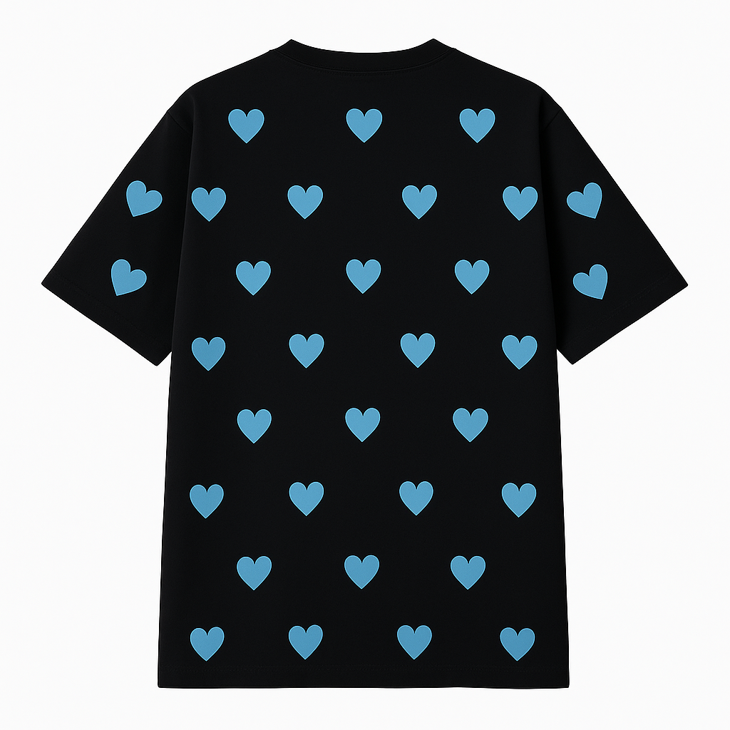 BYOH x JAHLY | Herz T-Shirt Blau-Schwarz OVERSIZED