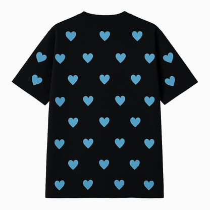 BYOH x JAHLY | Herz T-Shirt Blau-Schwarz OVERSIZED