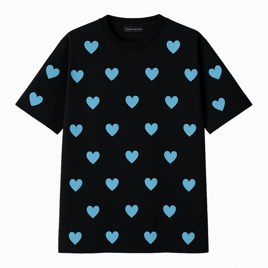 BYOH x JAHLY | Herz T-Shirt Blau-Schwarz OVERSIZED